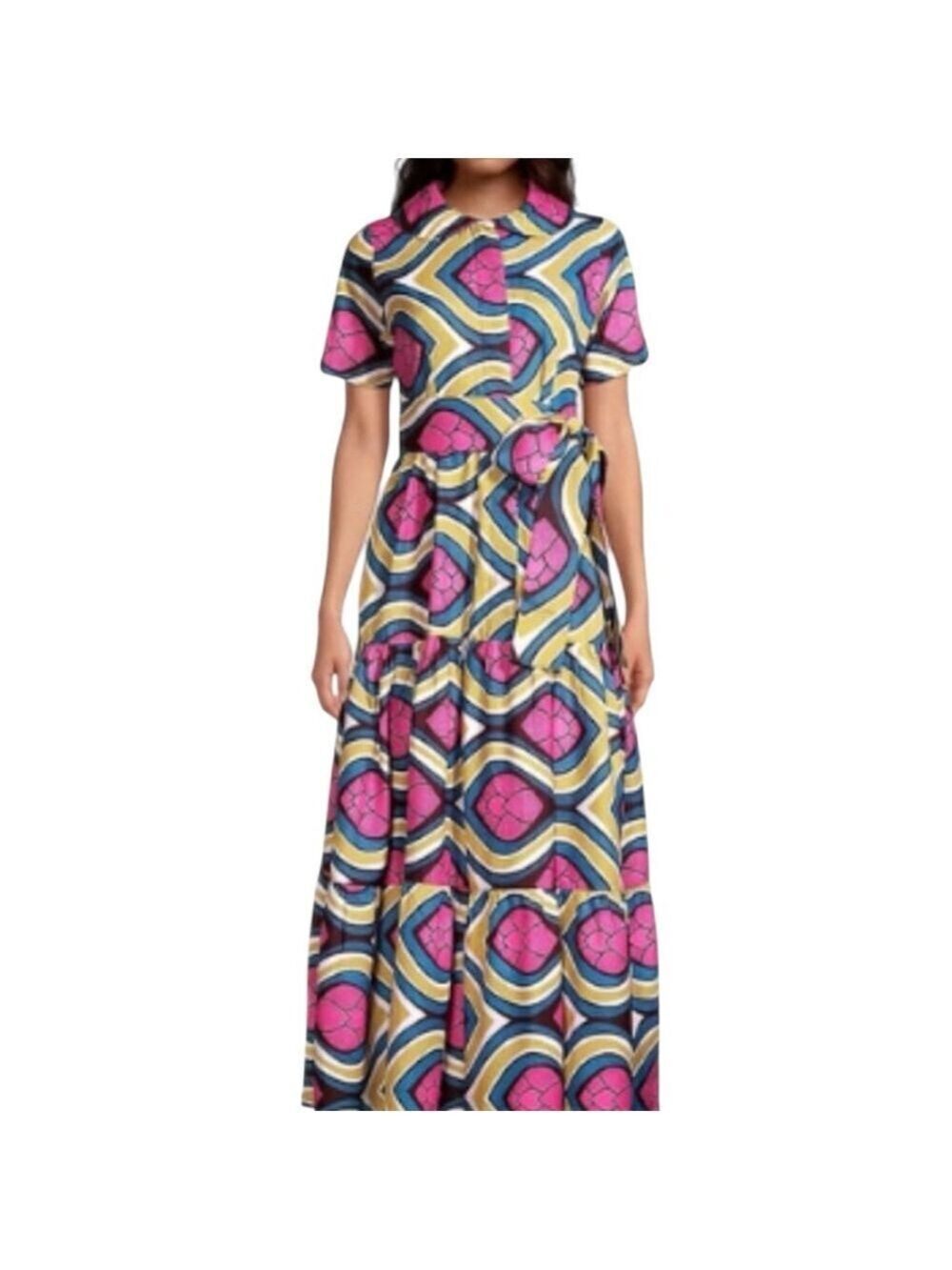Elisamama Bisi Cotton Tiered Shirt Dress Size Large